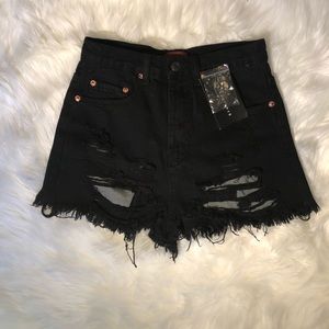 Lulus black destroyed high waisted shorts